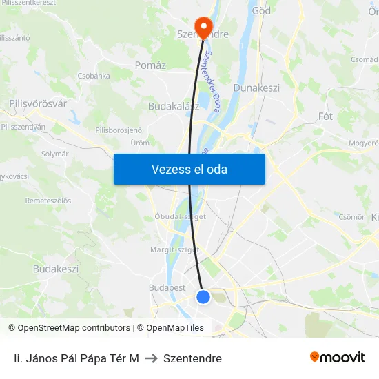 Ii. János Pál Pápa Tér M to Szentendre map