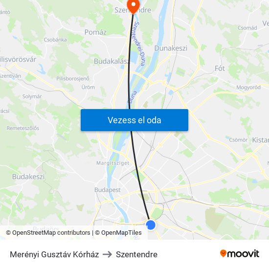 Merényi Gusztáv Kórház to Szentendre map