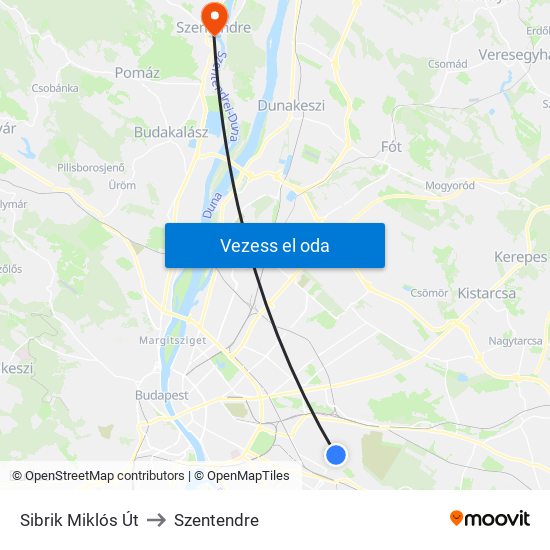 Sibrik Miklós Út to Szentendre map