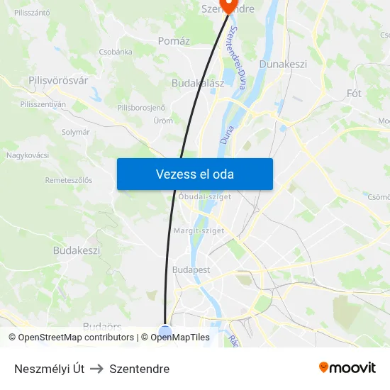 Neszmélyi Út to Szentendre map