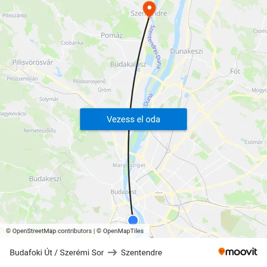 Budafoki Út / Szerémi Sor to Szentendre map