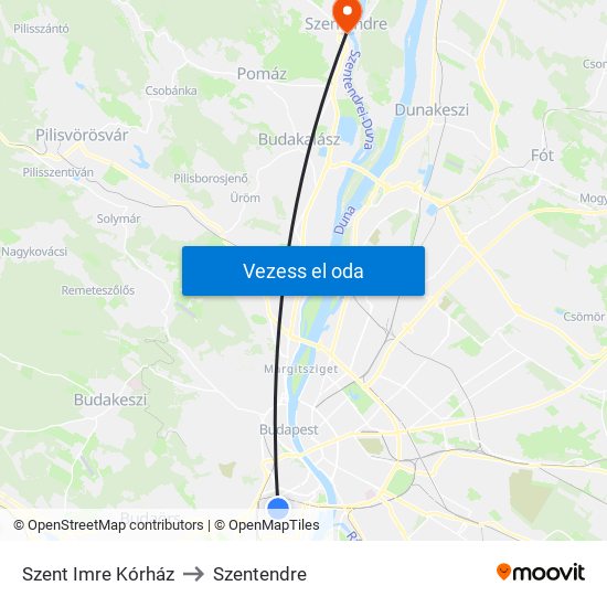 Szent Imre Kórház to Szentendre map