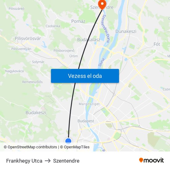 Frankhegy Utca to Szentendre map