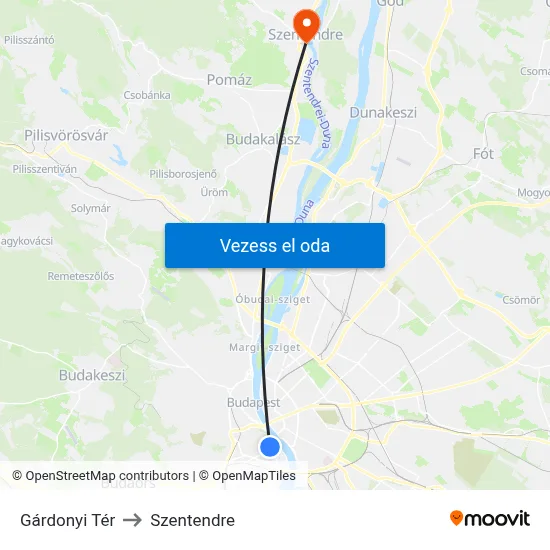 Gárdonyi Tér to Szentendre map