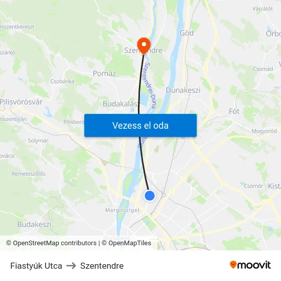 Fiastyúk Utca to Szentendre map