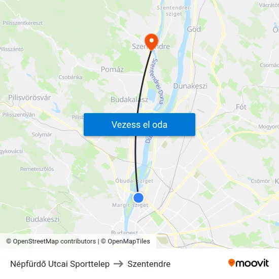 Népfürdő Utcai Sporttelep to Szentendre map