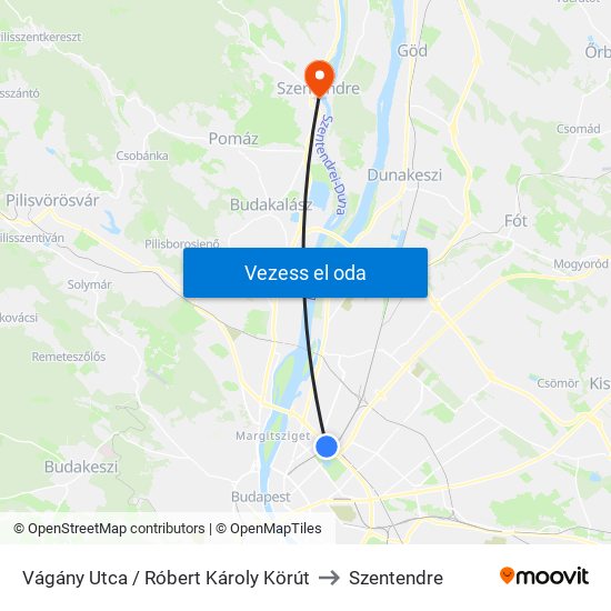 Vágány Utca / Róbert Károly Körút to Szentendre map