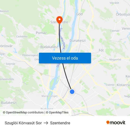 Szuglói Körvasút Sor to Szentendre map