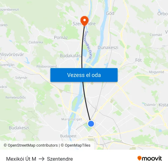 Mexikói Út M to Szentendre map