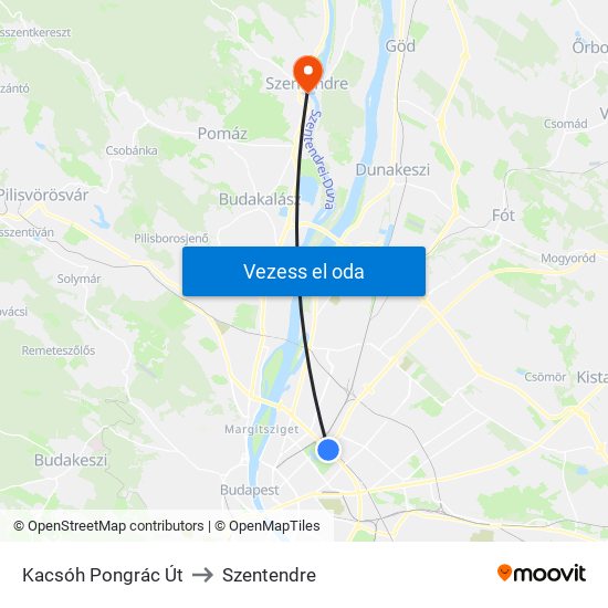 Kacsóh Pongrác Út to Szentendre map