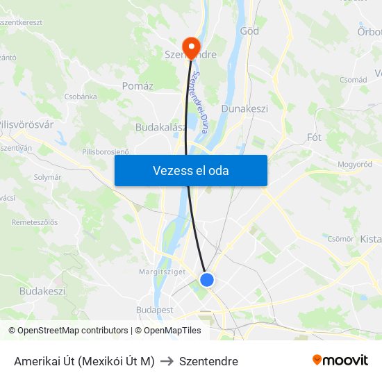 Amerikai Út (Mexikói Út M) to Szentendre map