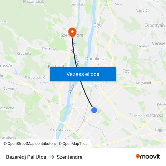 Bezerédj Pál Utca to Szentendre map