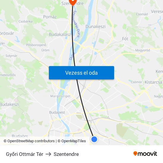 Győri Ottmár Tér to Szentendre map