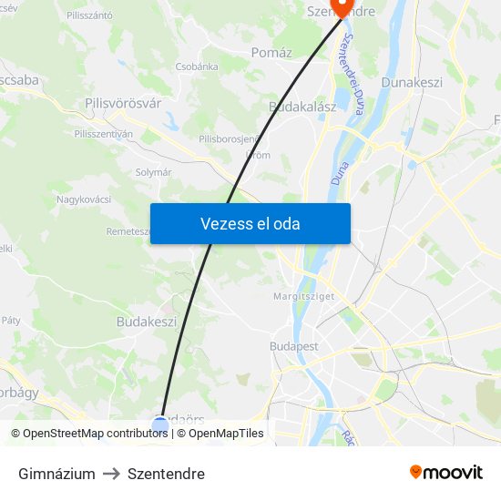 Gimnázium to Szentendre map