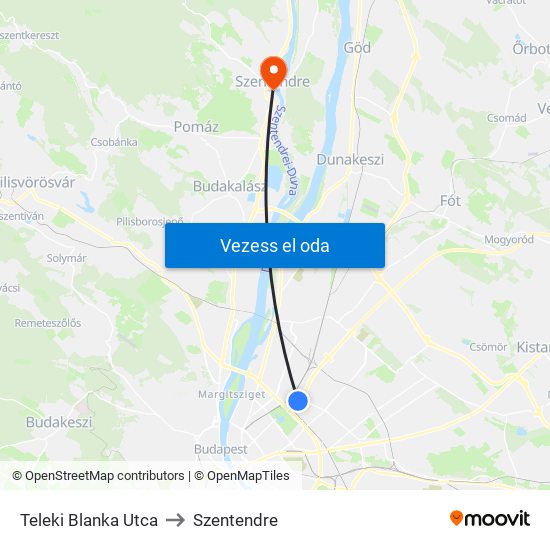Teleki Blanka Utca to Szentendre map