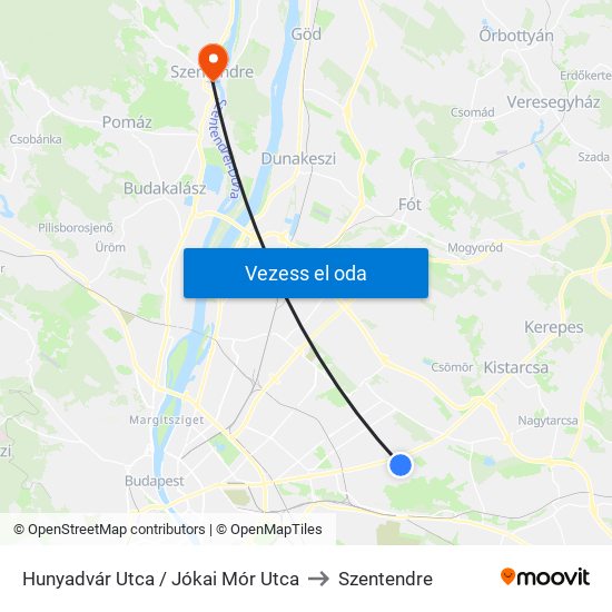 Hunyadvár Utca / Jókai Mór Utca to Szentendre map