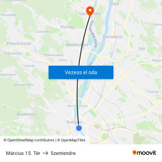 Március 15. Tér to Szentendre map
