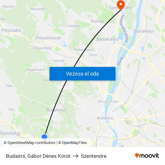 Budaörs, Gábor Dénes Körút to Szentendre map