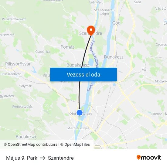 Május 9. Park to Szentendre map