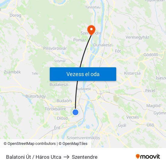 Balatoni Út / Háros Utca to Szentendre map