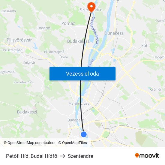 Petőfi Híd, Budai Hídfő to Szentendre map