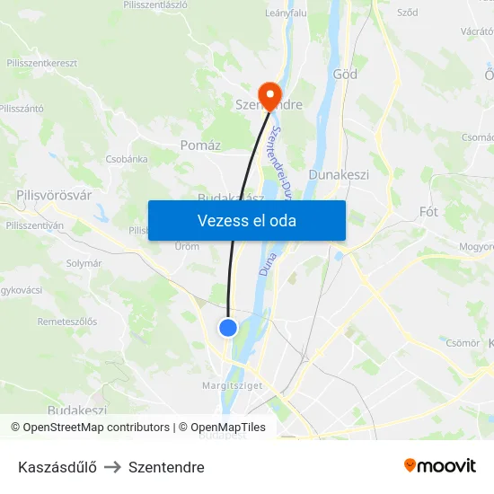 Kaszásdűlő to Szentendre map