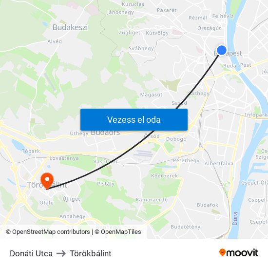 Donáti Utca to Törökbálint map