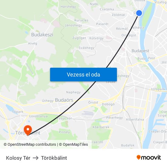 Kolosy Tér to Törökbálint map