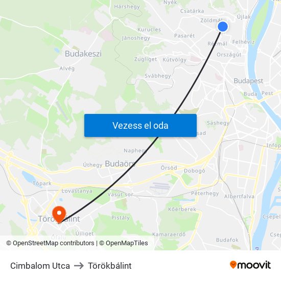 Cimbalom Utca to Törökbálint map