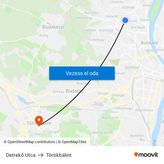 Detrekő Utca to Törökbálint map