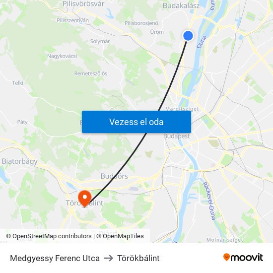 Medgyessy Ferenc Utca to Törökbálint map