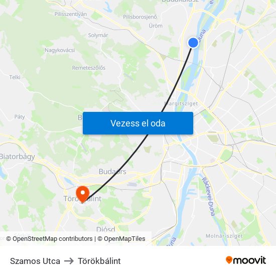 Szamos Utca to Törökbálint map