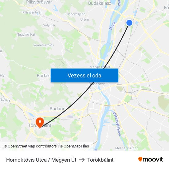 Homoktövis Utca / Megyeri Út to Törökbálint map