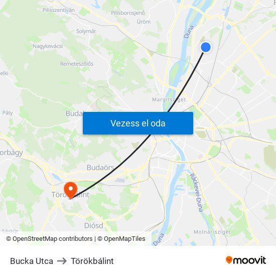 Bucka Utca to Törökbálint map