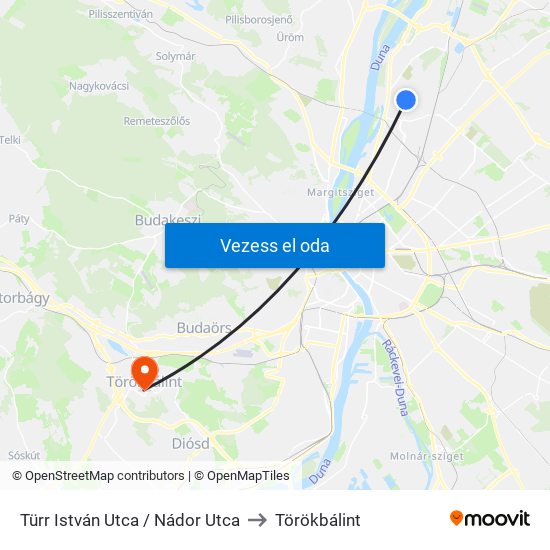 Türr István Utca / Nádor Utca to Törökbálint map