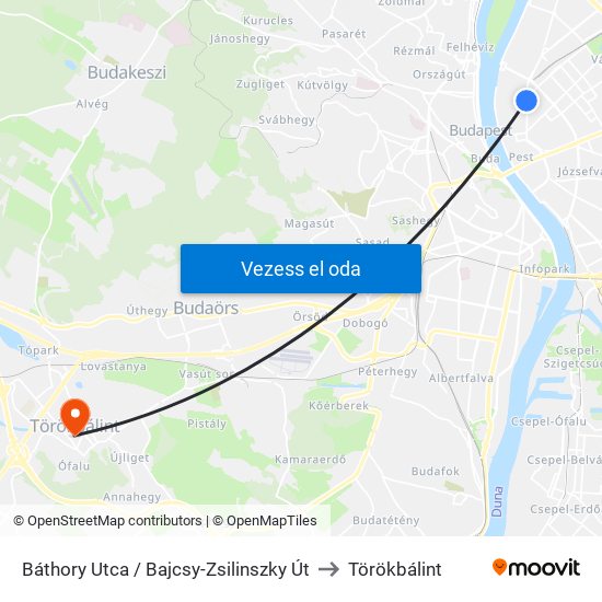 Báthory Utca / Bajcsy-Zsilinszky Út to Törökbálint map