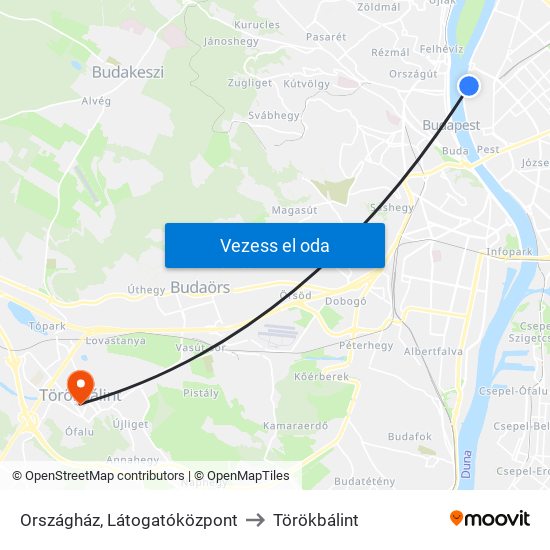 Országház, Látogatóközpont to Törökbálint map