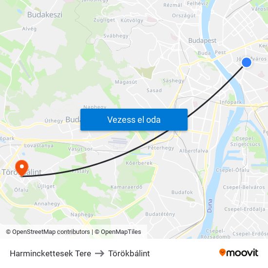 Harminckettesek Tere to Törökbálint map