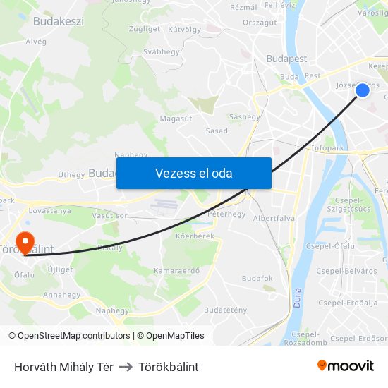 Horváth Mihály Tér to Törökbálint map