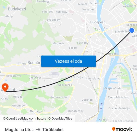 Magdolna Utca to Törökbálint map