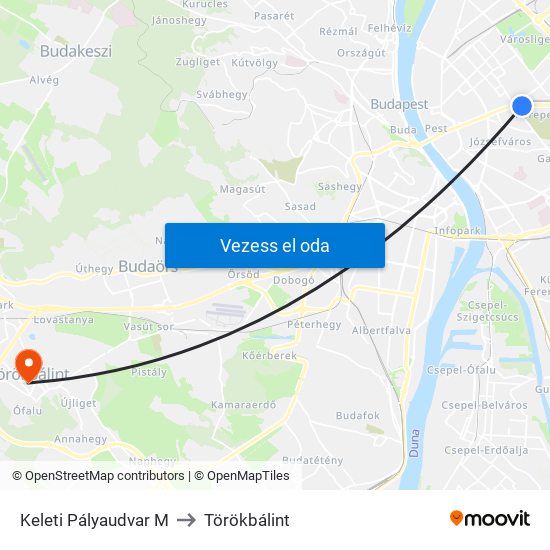 Keleti Pályaudvar M to Törökbálint map