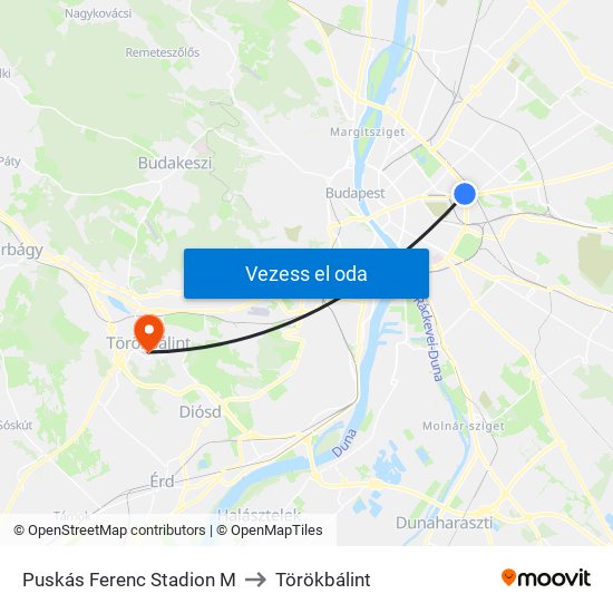 Puskás Ferenc Stadion M to Törökbálint map