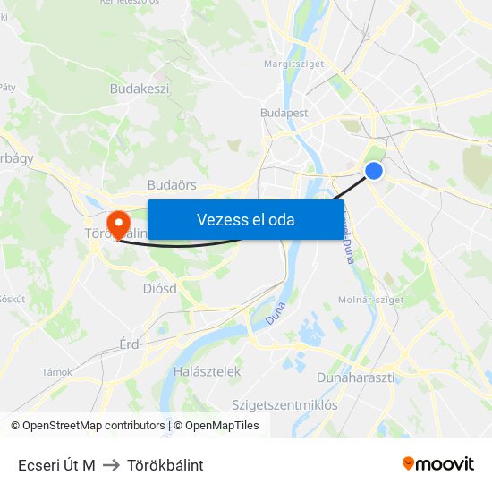 Ecseri Út M to Törökbálint map