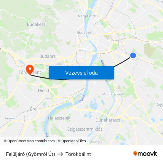 Felüljáró (Gyömrői Út) to Törökbálint map