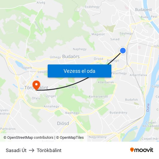 Sasadi Út to Törökbálint map