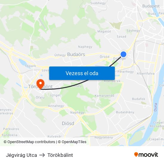 Jégvirág Utca to Törökbálint map