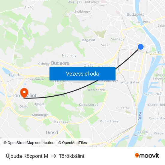 Újbuda-Központ M to Törökbálint map