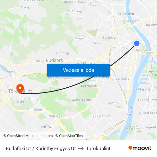 Budafoki Út / Karinthy Frigyes Út to Törökbálint map
