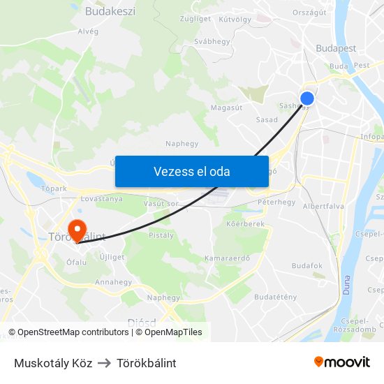 Muskotály Köz to Törökbálint map