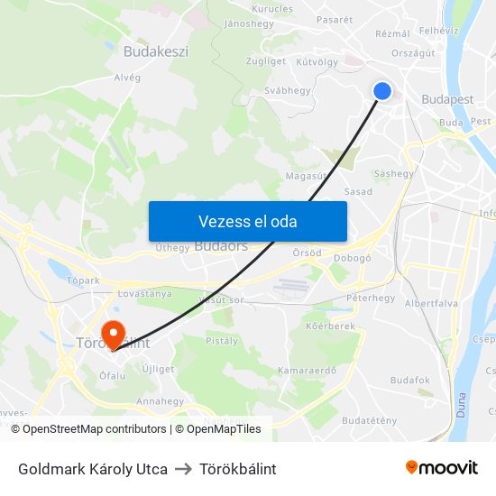 Goldmark Károly Utca to Törökbálint map